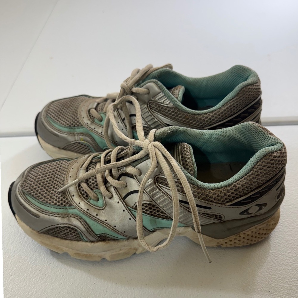 APEX Women Running Shoes Gray Teal Lace Up Athletic Sneakers Size 8